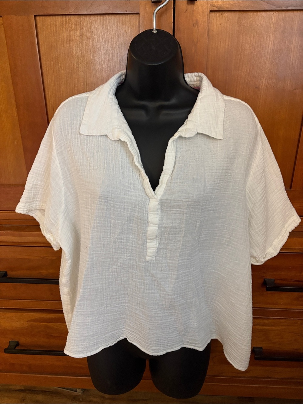 Sundance White Gauze Collared Tunic Top